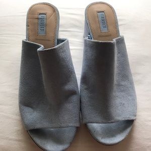 Baby blue mules